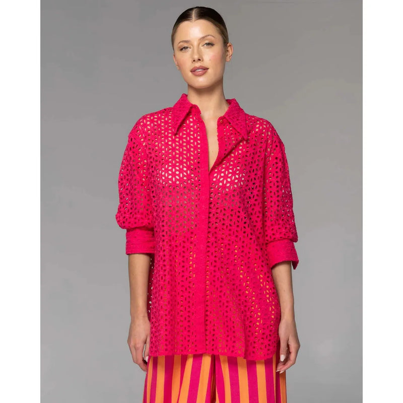 Ruby Pink Dream Lover Broderie Shirt by FATE+BECKER