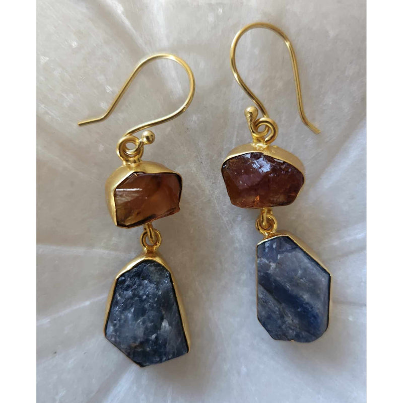 Moonstone & Carnelian Crystal Drop Earrings