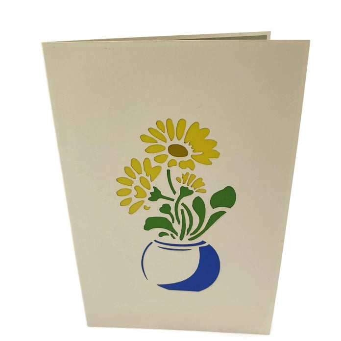 Daisies in a Tea Pot Pop Up Card Blank
