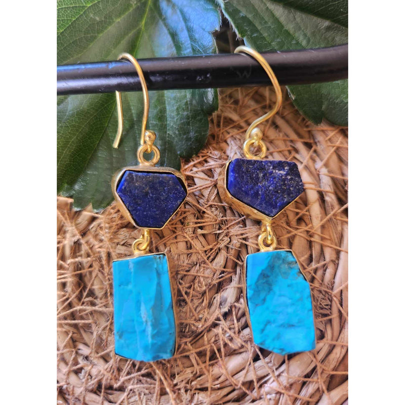 Lapis & Turquoise Arizona Crystal Drop Earrings