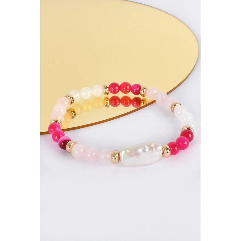 Pink Stone & Pearl Bracelet by ADORNE