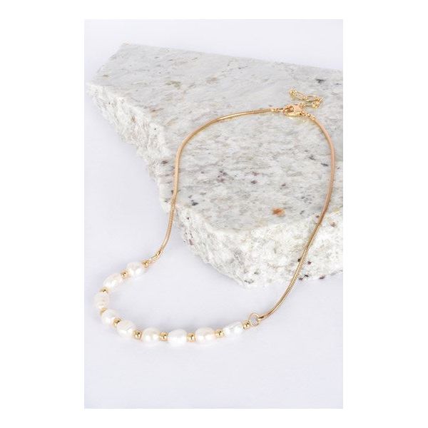 Gold Pearl Necklace by ADORNE