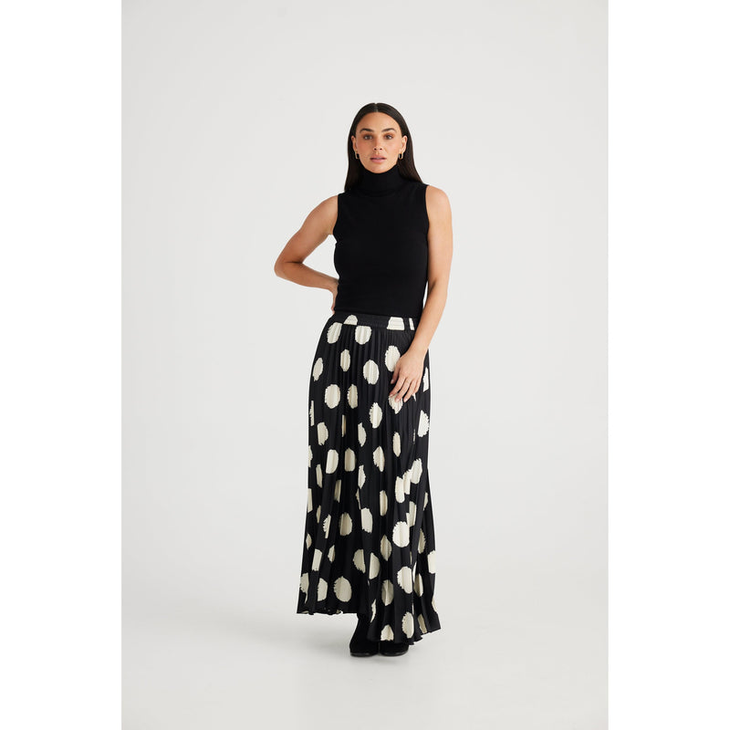 Black & Ivory Pleated Alias Skirt