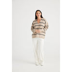 Taupe with Charcoal Stripe Hallie Knit