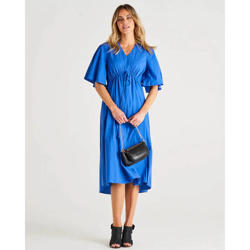 Cora Iris Blue Midi Dress by Betty Basics