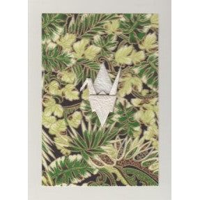 Palm Leaves Crane Origami Greeting Card
