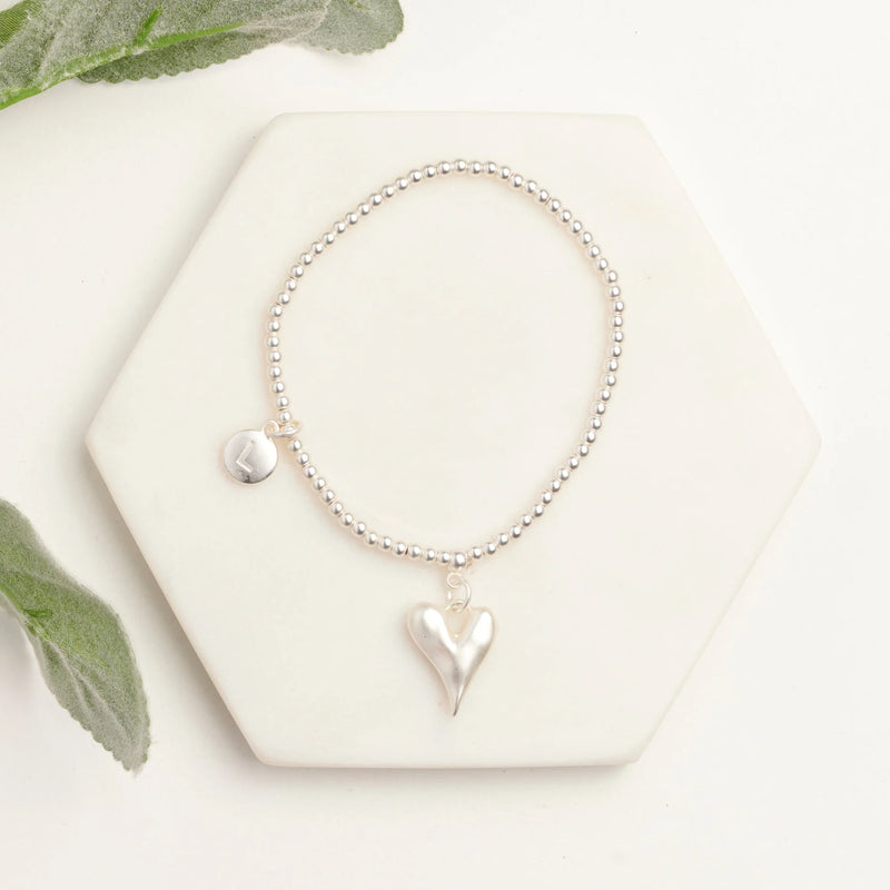 Silver Solid Heart Bracelet