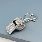Clear Crystals Silver Whistle Keyring