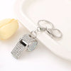 Clear Crystals Silver Whistle Keyring