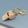 Clear Crystals Gold Whistle Keyring