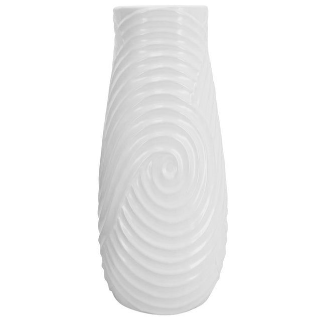 Swirl Tall White Vase