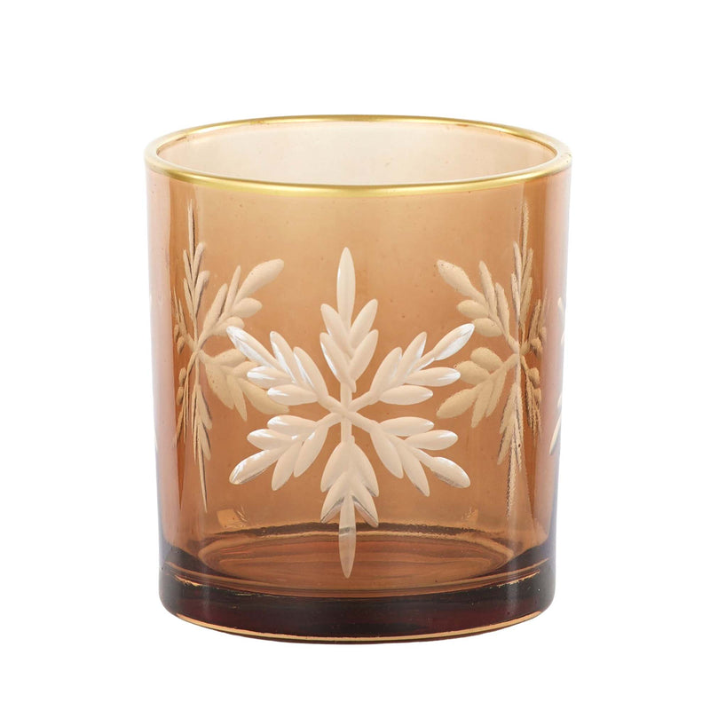 Amber Snow Flake Candle Holder