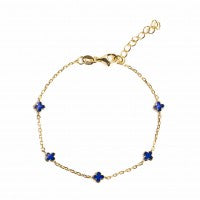 Fine Gold 4 Royal Blue Clover Leaf Bracelet