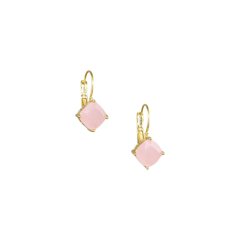 Pink Rose Cushion Crystal Drop Earring