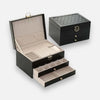 Black Quilted Jewellery Box with Drawers
