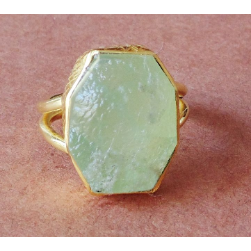 Natural Fluorite Crystal Gold Plated Ring