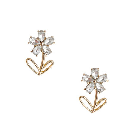 Crystal  Gold Flower Stud Earrings