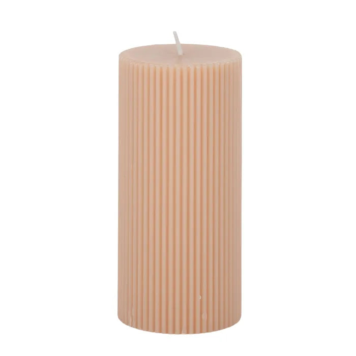Ribbed Pillar Candle 7cm X 15cm Nude
