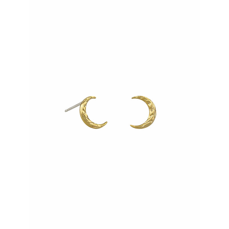 Gold New Moon Stud Earring