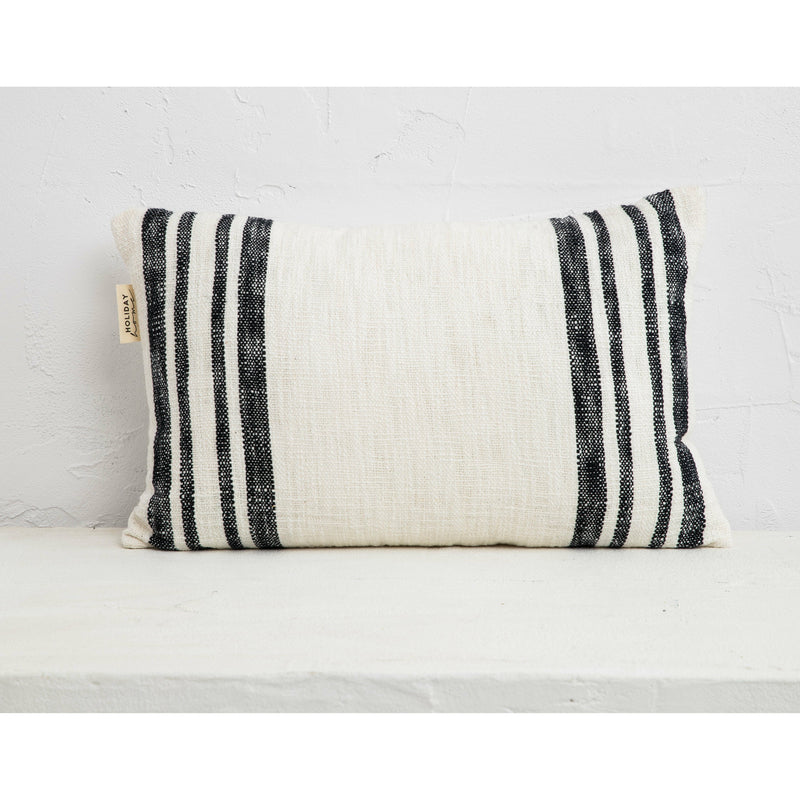 Sydney Stripe Oblong Cushion Black & White HOLIDAY