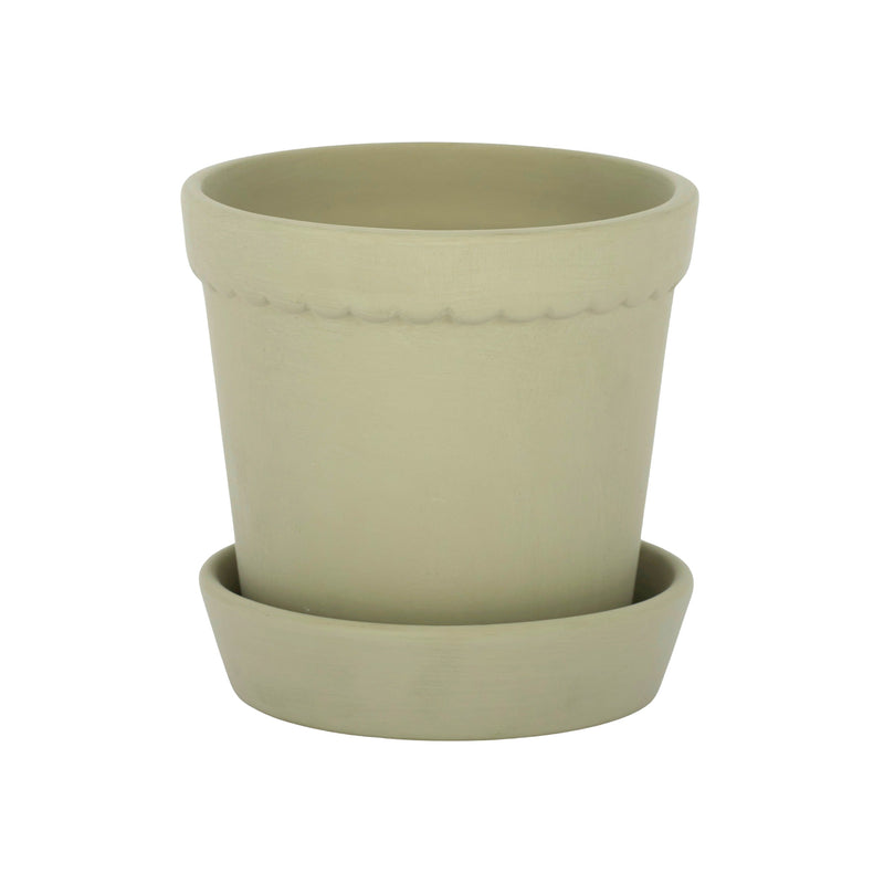 Doily Ceramic Pot & Saucer Khaki