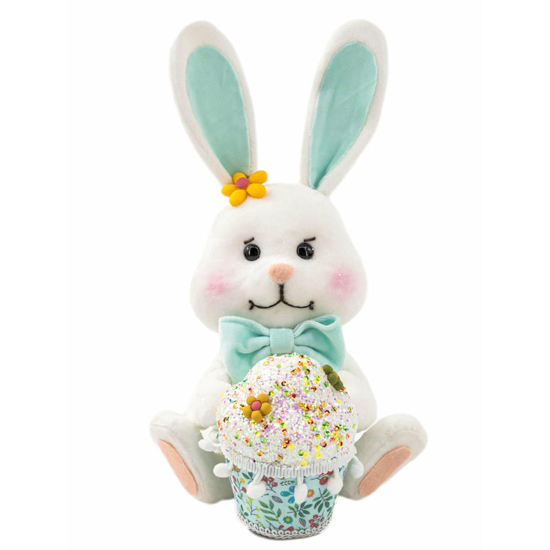 Blue Eared Bunny with Cup Cake