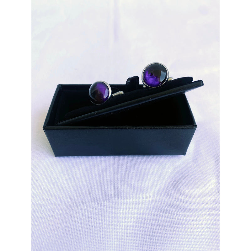 Mauveine Alcohol Ink Dome Cuff Links