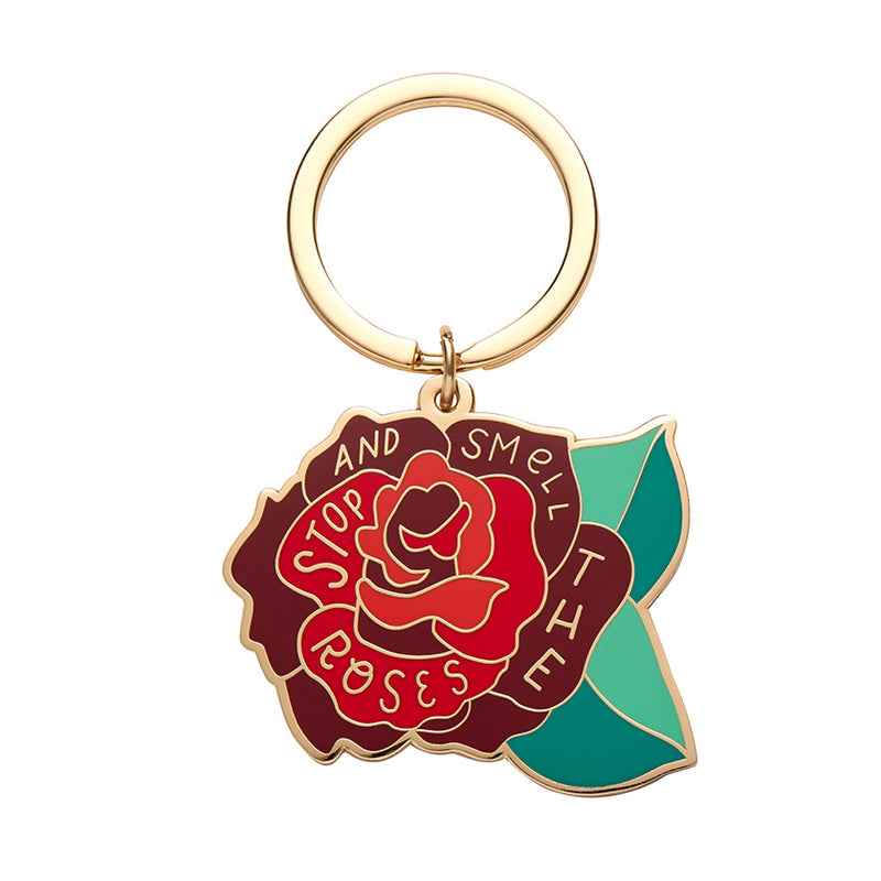 Stop and Smell the Roses Enamel Key Charm by Erstwilder