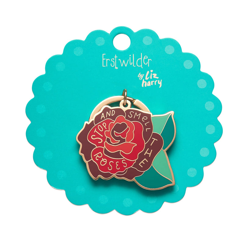 Stop and Smell the Roses Enamel Key Charm by Erstwilder