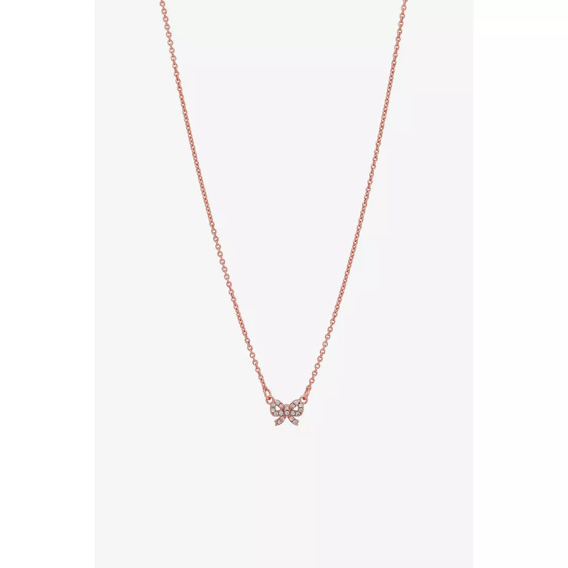 Dolly Rose Gold Bow & Crystal Necklace