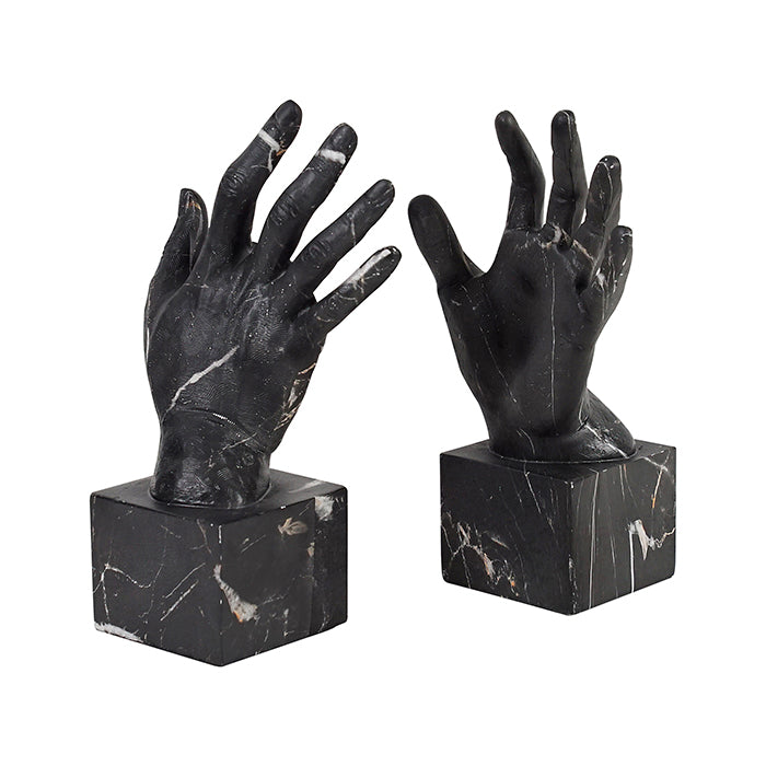 Chapel Resin Black Marble Book Ends