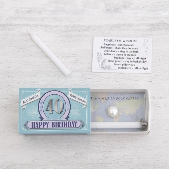 Happy 40th Birthday Pearl In A Matchbox