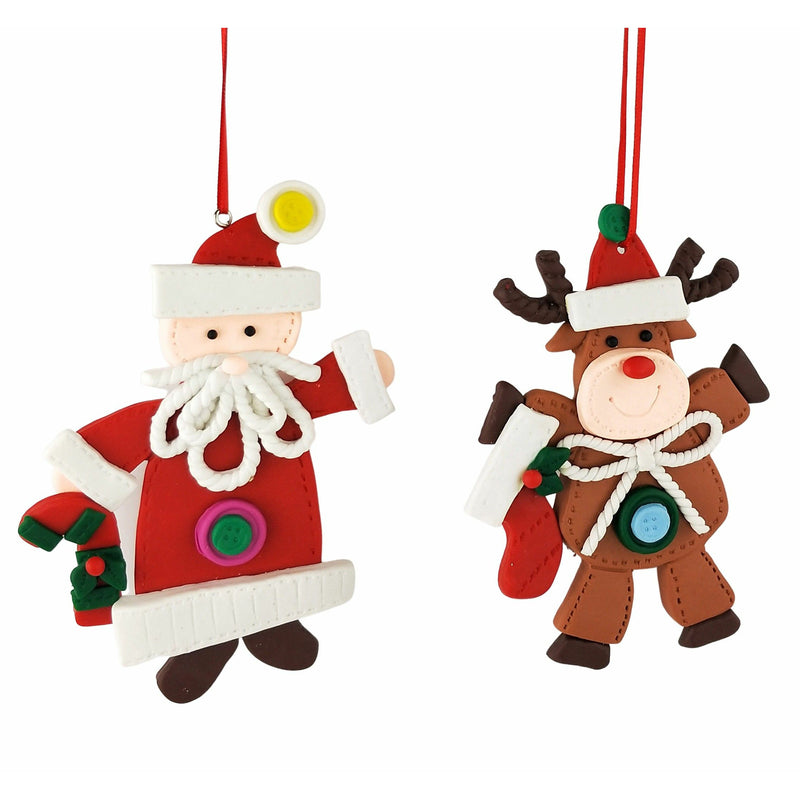Cute Christmas Santa or Reindeer Ornaments