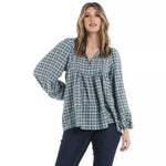 Green Gingham Cameron Blouse by Betty Basics