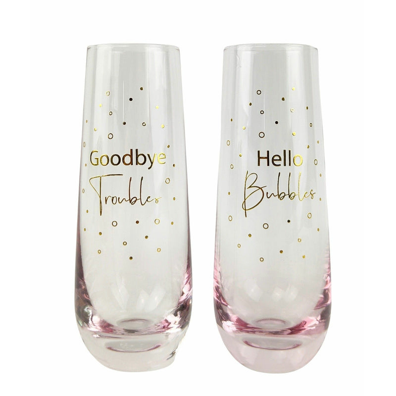 Hello Bubbles Pink & Gold Champagne Glasses