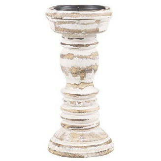 Ian Tall Round Candle Holder White Wash