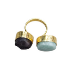 Amethyst & Smithsonite Gold Plated Sterling Silver Adjustable Ring