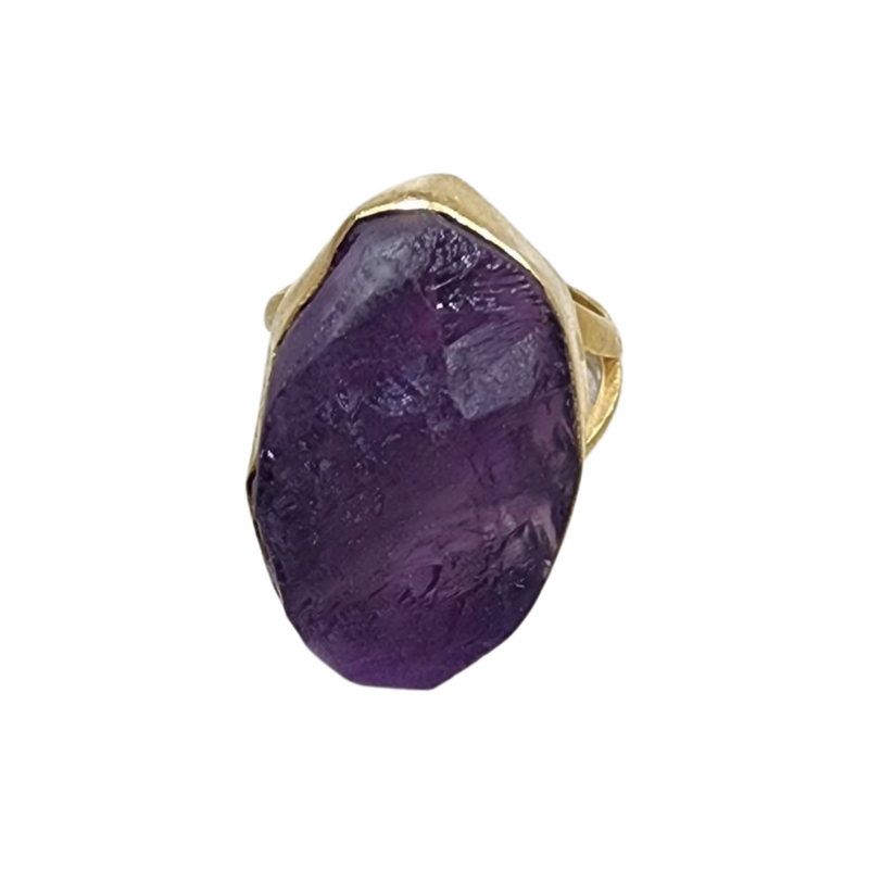 Amethyst Oval Gold Plated Sterling Silver Ring
