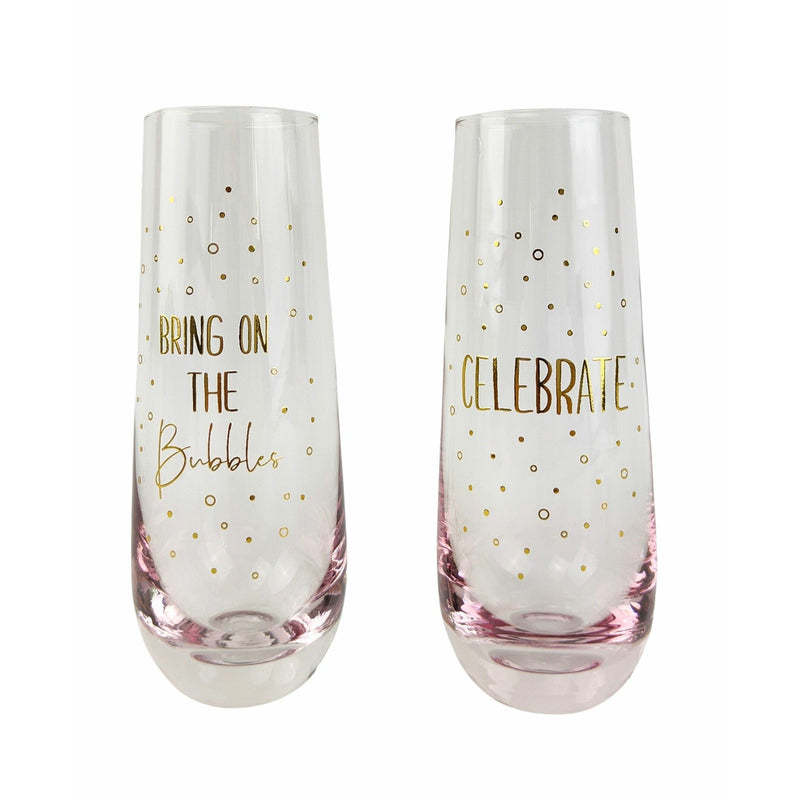 Celebrate Pink & Gold Champagne Glasses