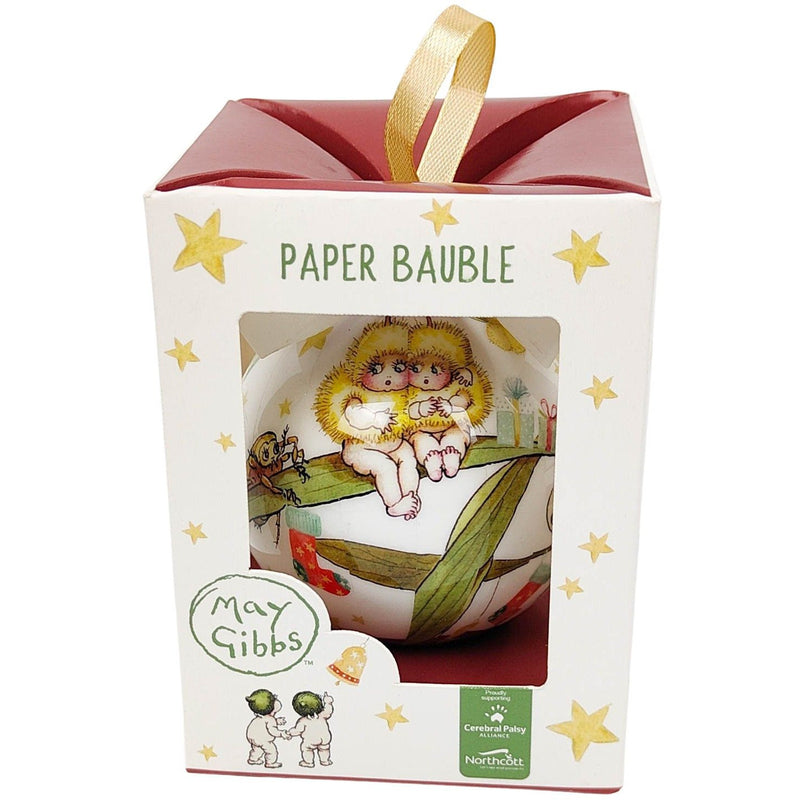 May Gibbs Snuggle Pot & Cuddle Pie Christmas Bauble Gift Box Red