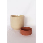 Prim Tall Planter with Saucer White & Terracotta Large