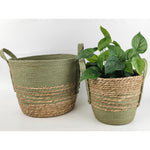 Rattan Basket Natural & Sage Set of 2
