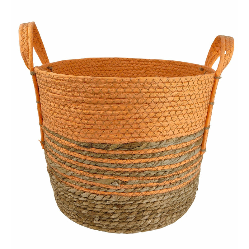 Rattan Basket Natural & Orange Set of 2
